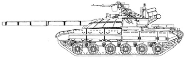 Чертеж танка Т-64БМ1. Вид слева